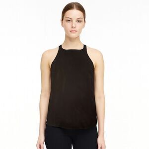 S MaxMara Black Stretch Viscose Tank Top Medium Italy Minimalist Sleeveless